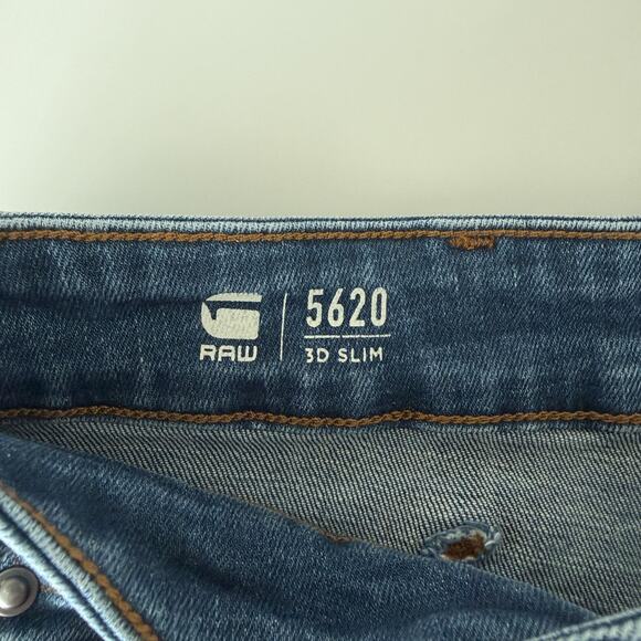 G-Star RAW Jeans Mens 32x32 Blue 5620 3D Slim Distressed Button Fly Moto Tapered - Picture 10 of 12